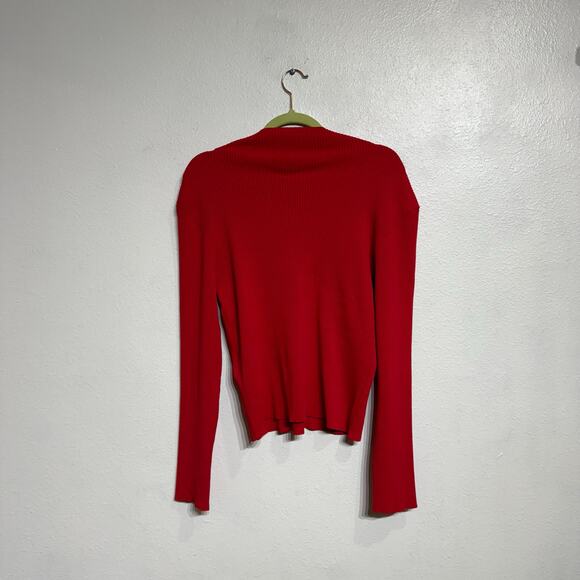 H&M Divided Red Rib-Knit Long Sleeve Top Sz XL - Picture 8 of 11
